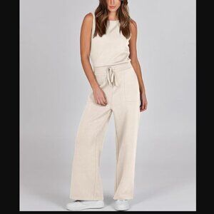 Women's Ivory Casual Sleeveless Wide Leg One Piece Jumpsuit Size Small NWOT